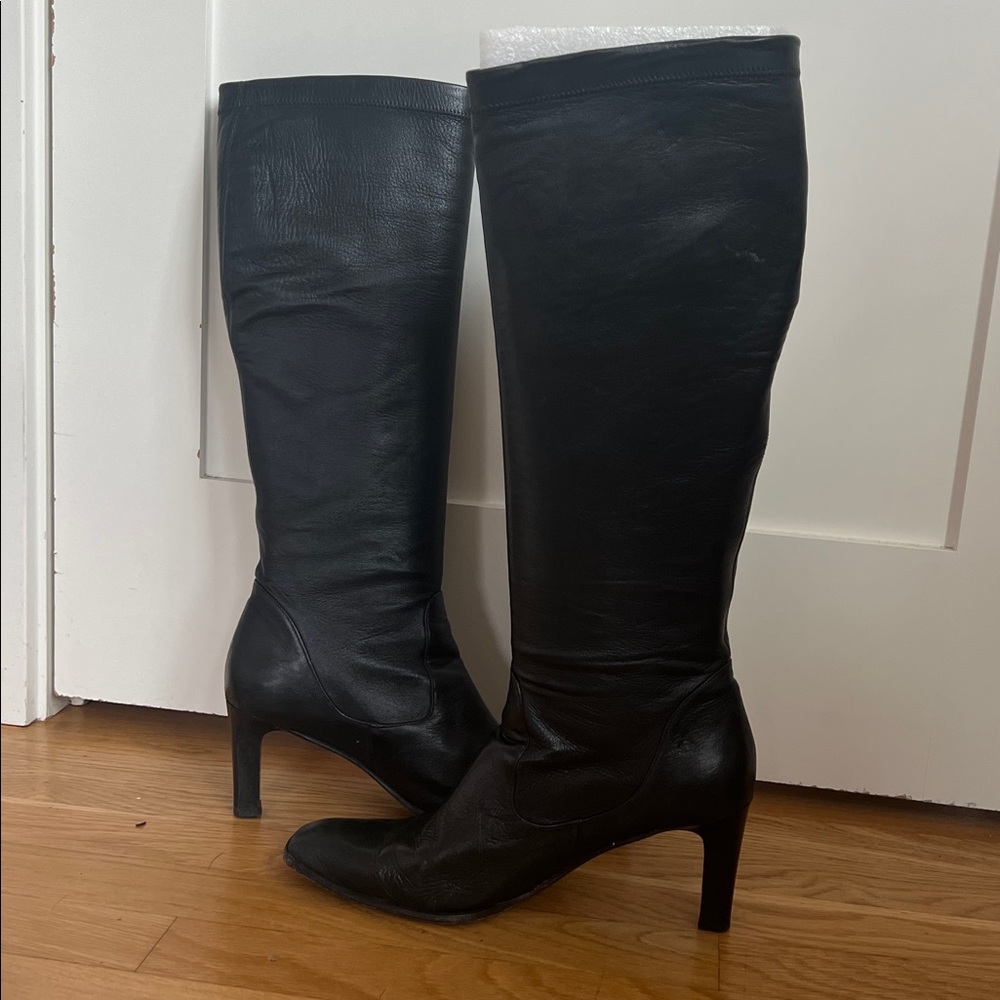 🕶️Cole Haan Paige Black Nappa Leather Stretch Pull On 3” Boot 10 Vintage Y2K - Picture 5 of 9